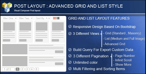 Advance Post Grid/List with custom filtering for Visual Composer